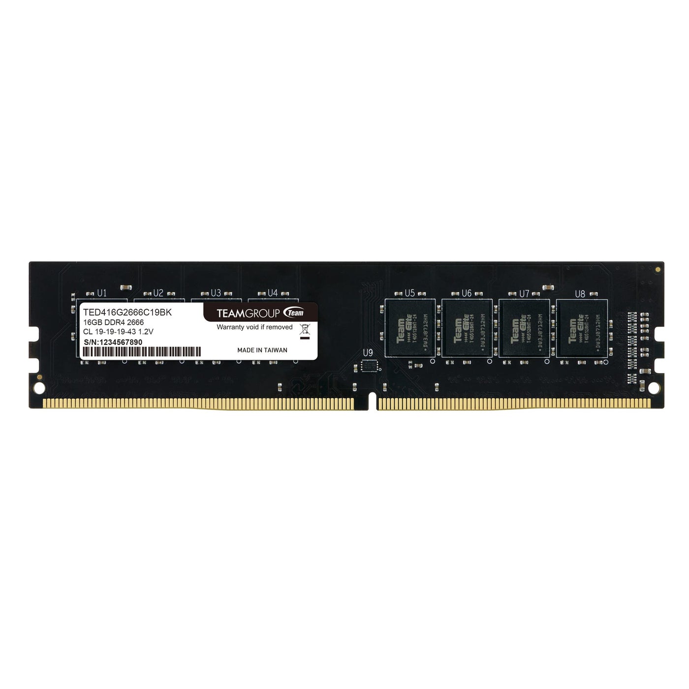 TEAMGROUP Elite DDR4 16GB Single 2666MHz (PC4-21300) CL19 Unbuffered Non-ECC 1.2V UDIMM 288 Pin PC Computer Desktop Memory Module Ram Upgrade - TED416G2666C1901